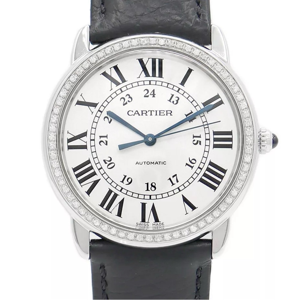 Cartier Ronde Solo 36mm Automatic Steel 090tcw Diamond Watch Silver Dial